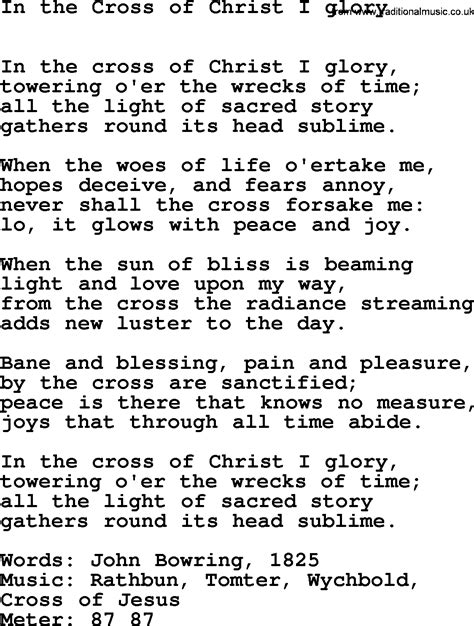the cross of jesus hymn